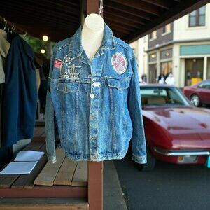 Lily Farouche ReWorked Hand Painted Corvette Stingray Denim Jacket Art t…